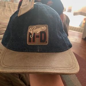 Genuine leather bill denim harley davidson hat